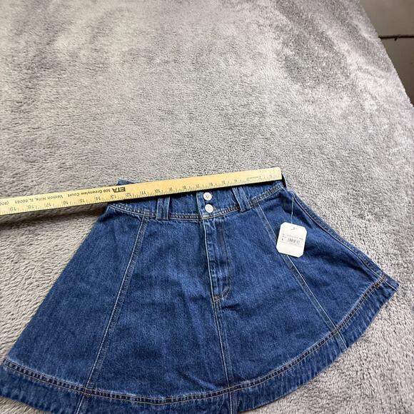 Altar'd State S Womens Denim Mini Skirt Blue Jean A-Line Cotton Flare NWT - Picture 5 of 9